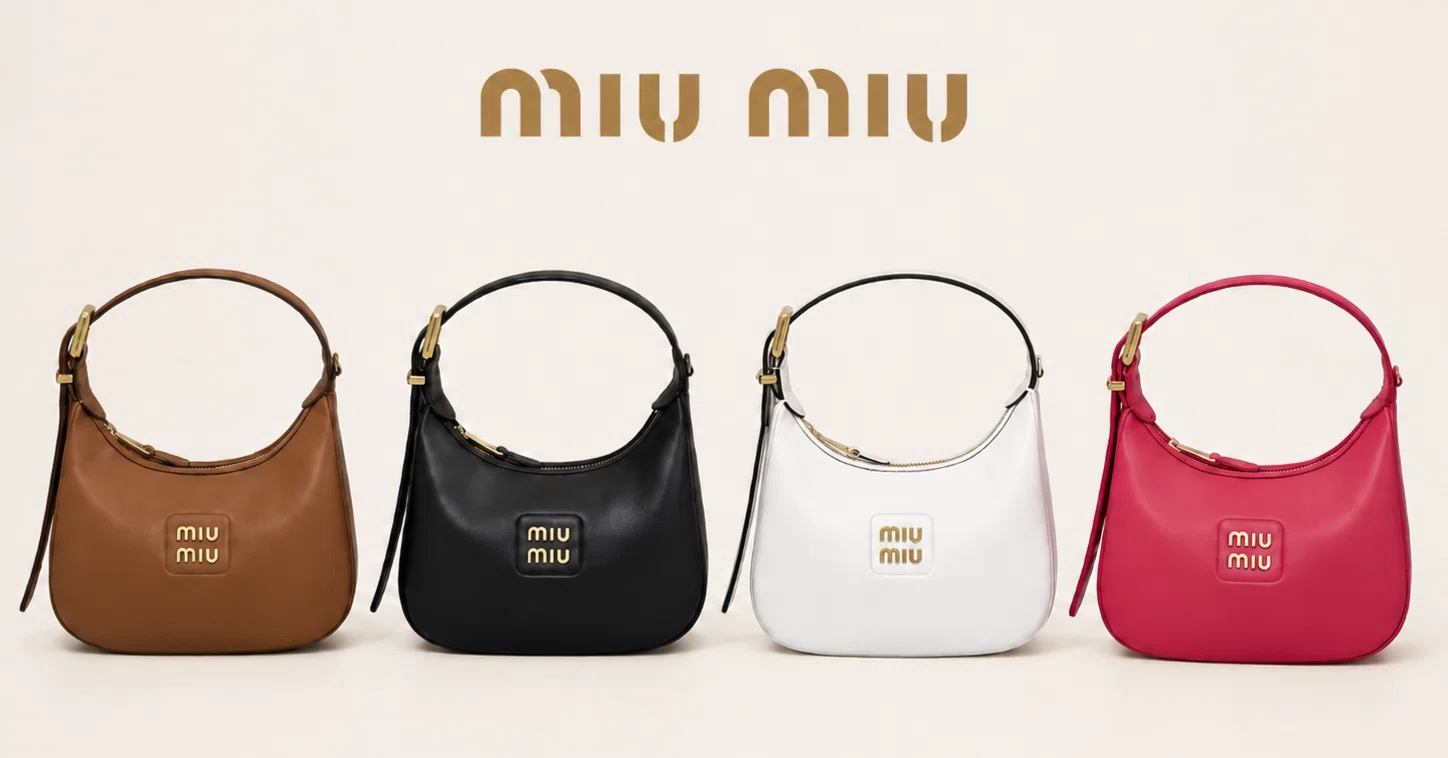 美品 miumiu レザーホーボーバッグ ブラウン レザー ミュウミュウ MIUMIU（ミュウミュウ）レザー ホーボーバッグ｜洗練されたデザインと