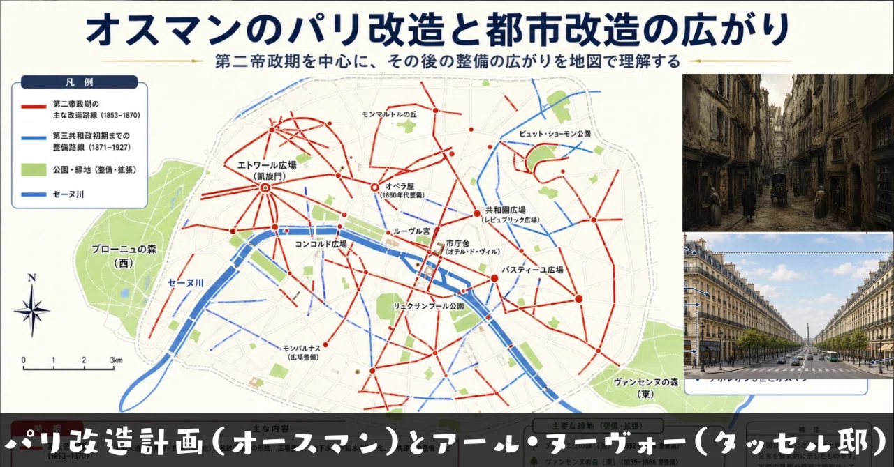 学科】パリ改造計画（オースマン）とアール・ヌーヴォー（タッセル邸