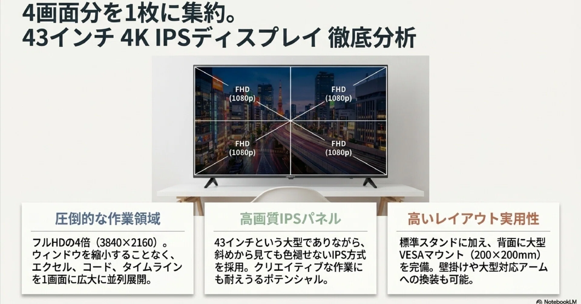 音は悪いが作業スペースは神。JAPANNEXT JN-i432TURレビュー 【爆安の