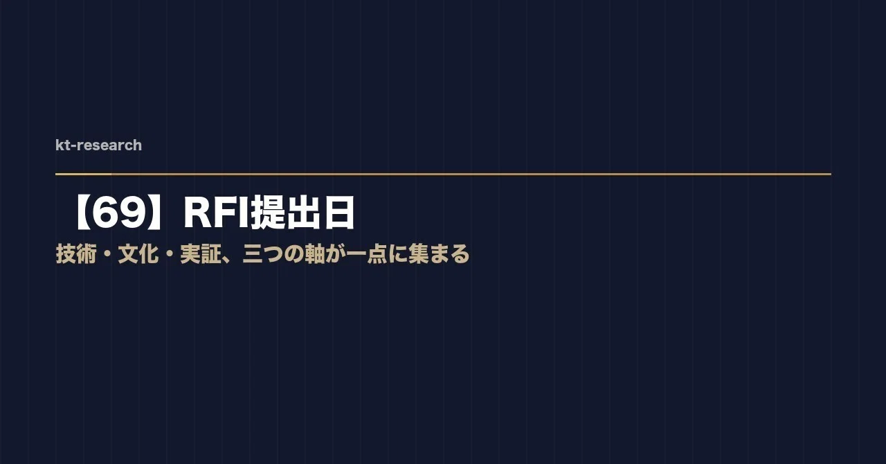 【69】RFI提出日——技術・文化・実証、三つの軸が一点に集まる