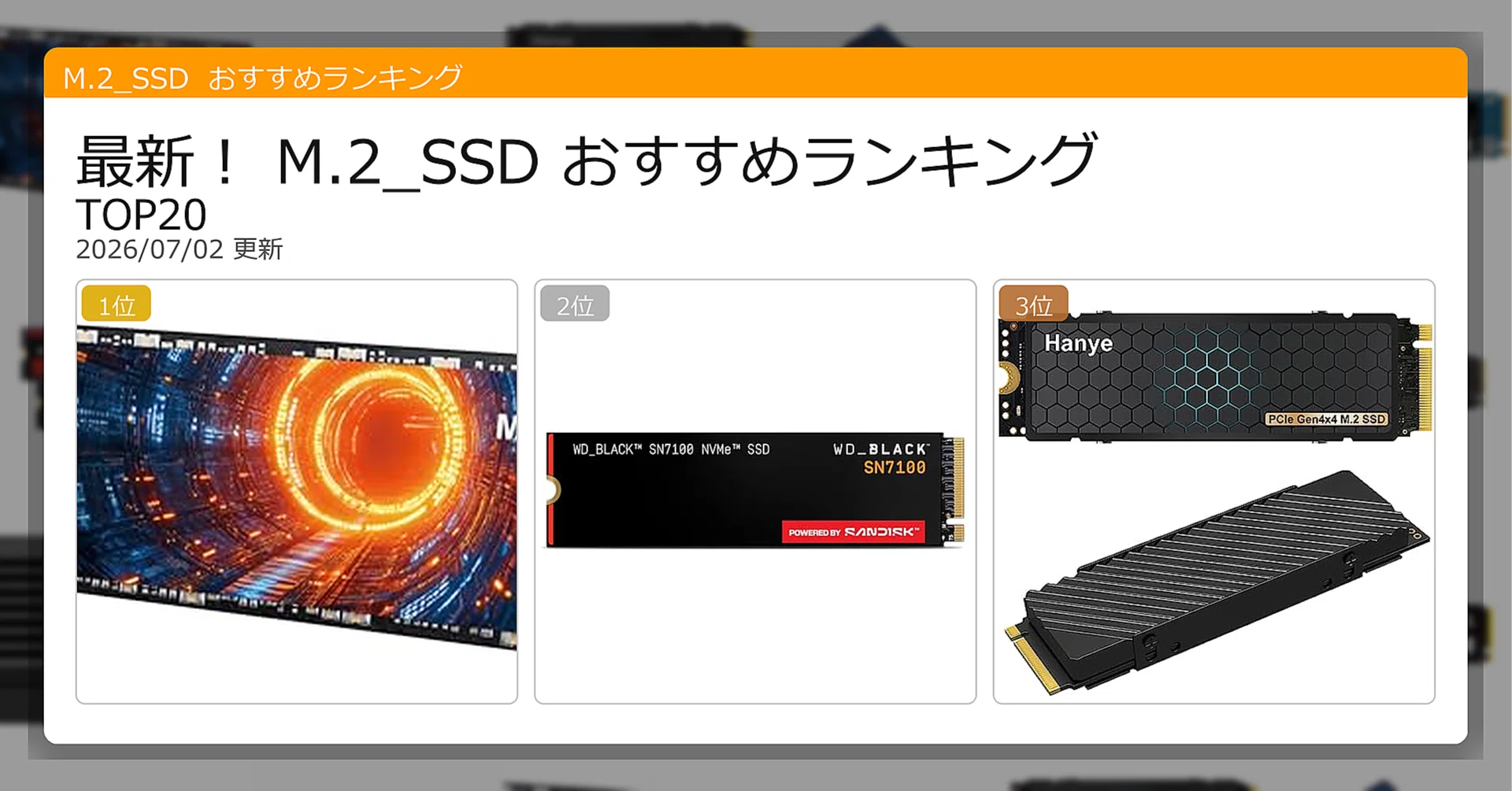 最新！M.2 SSDおすすめランキングTOP20（2026年07月）｜ガジェット