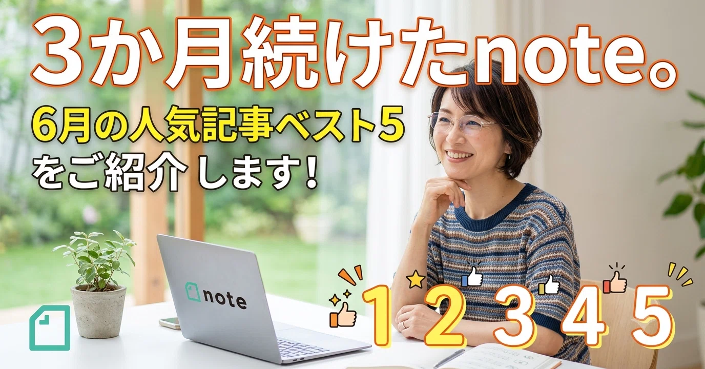 3か月続けたnote。6月の人気記事ベスト5をご紹介します！｜~ 感動で