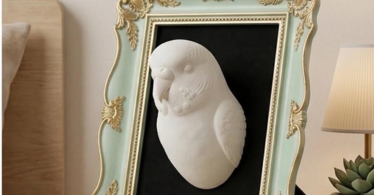 セキセイインコのルネサンス肖像画壁掛けレリーフができました！｜うち