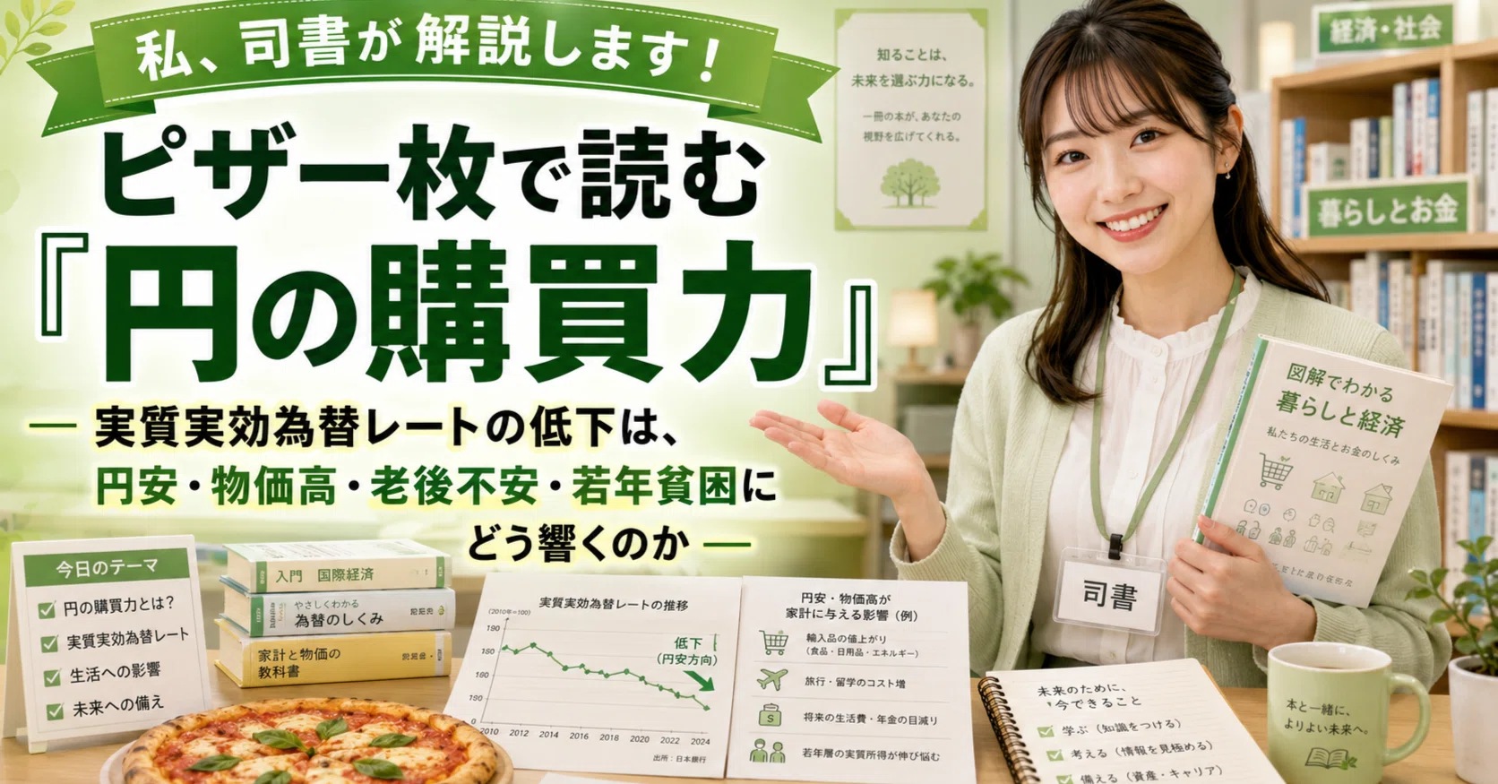 私、司書が解説します！ピザ一枚で読む「円の購買力」― 実質実効為替 