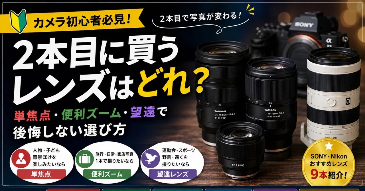 カメラマニアさん必見⭐️一眼レフ　望遠レンズ2本セット カメラ初心者が2本目に買うレンズはどれ？単焦点・便利ズーム・望遠で