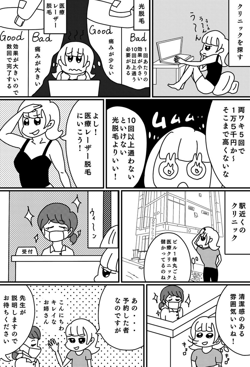 ワキ脱毛体験漫画 医療レーザー脱毛 野村りさ コミックエッセイ Note