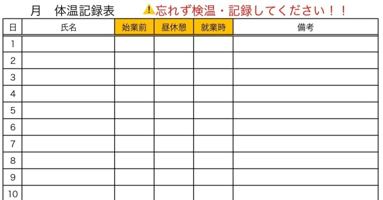 Recommended Employee Temperature Check Sheet Templates! Download and ...