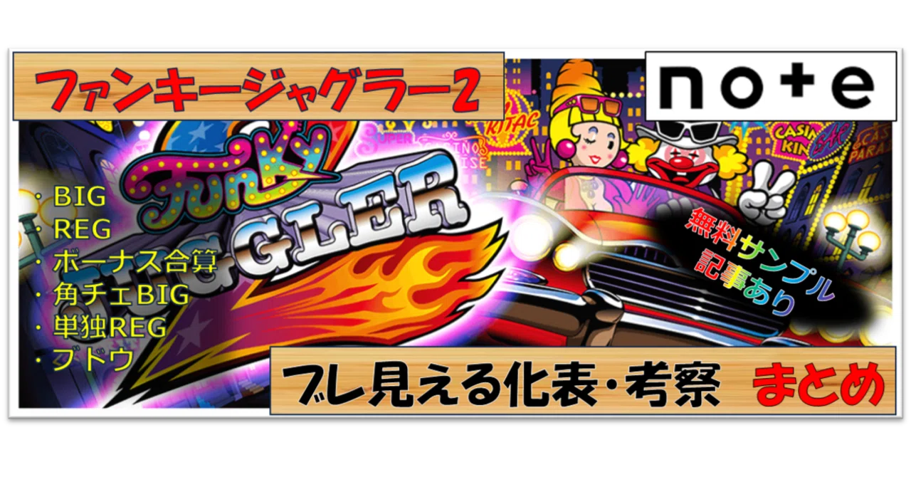 ファンキージャグラー2】設定判別要素ブレ数値化表まとめ【パチスロ 