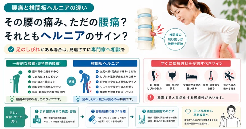 腰痛と椎間板ヘルニアの違いをわかりやすく解説。「足のしびれ」が出たら見逃してはいけない理由【横浜・磯子区・杉田】