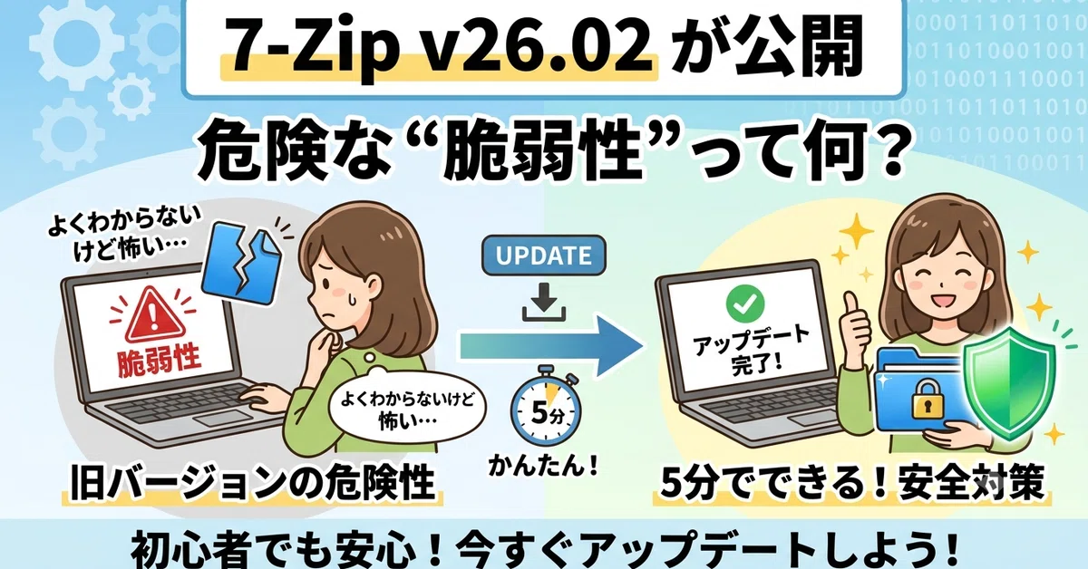 7-Zip v26.02が公開 危険な