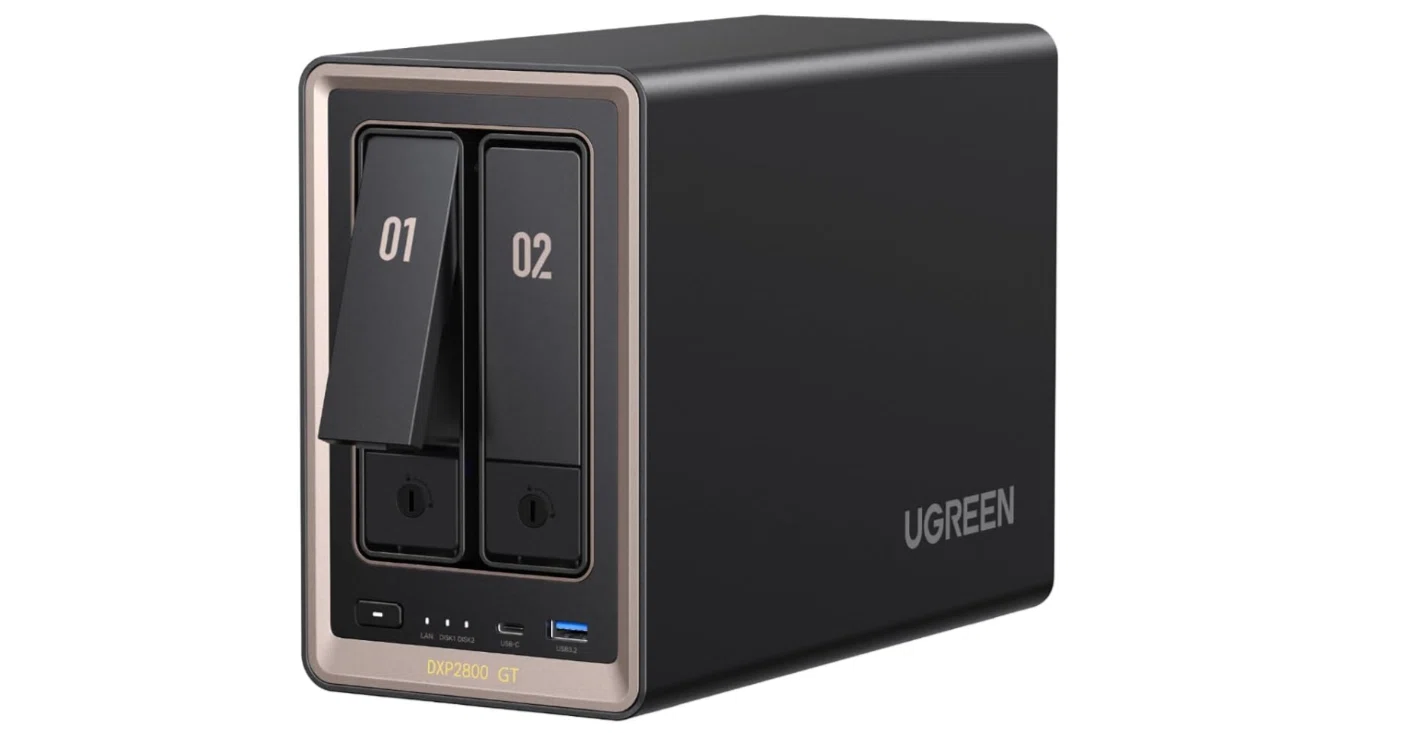 NAS 2ベイ USBポート付き開けただけ NASync DXP2800 GTのスペックと機能、HDD 2ベイのNASで 10GbEのRJ45
