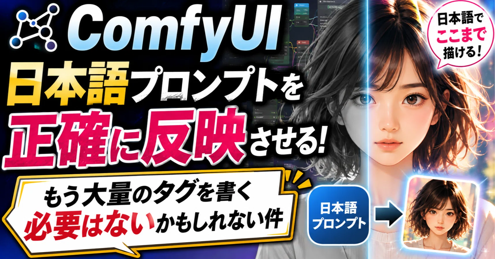 ComfyUIで日本語プロンプトを正確に反映させる！もう大量のタグを書く