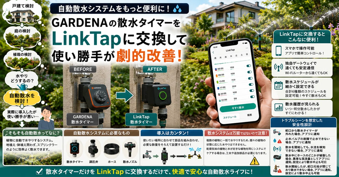 庭の自動散水をアップデート！GARDENAのタイマーを「LinkTap」に変え