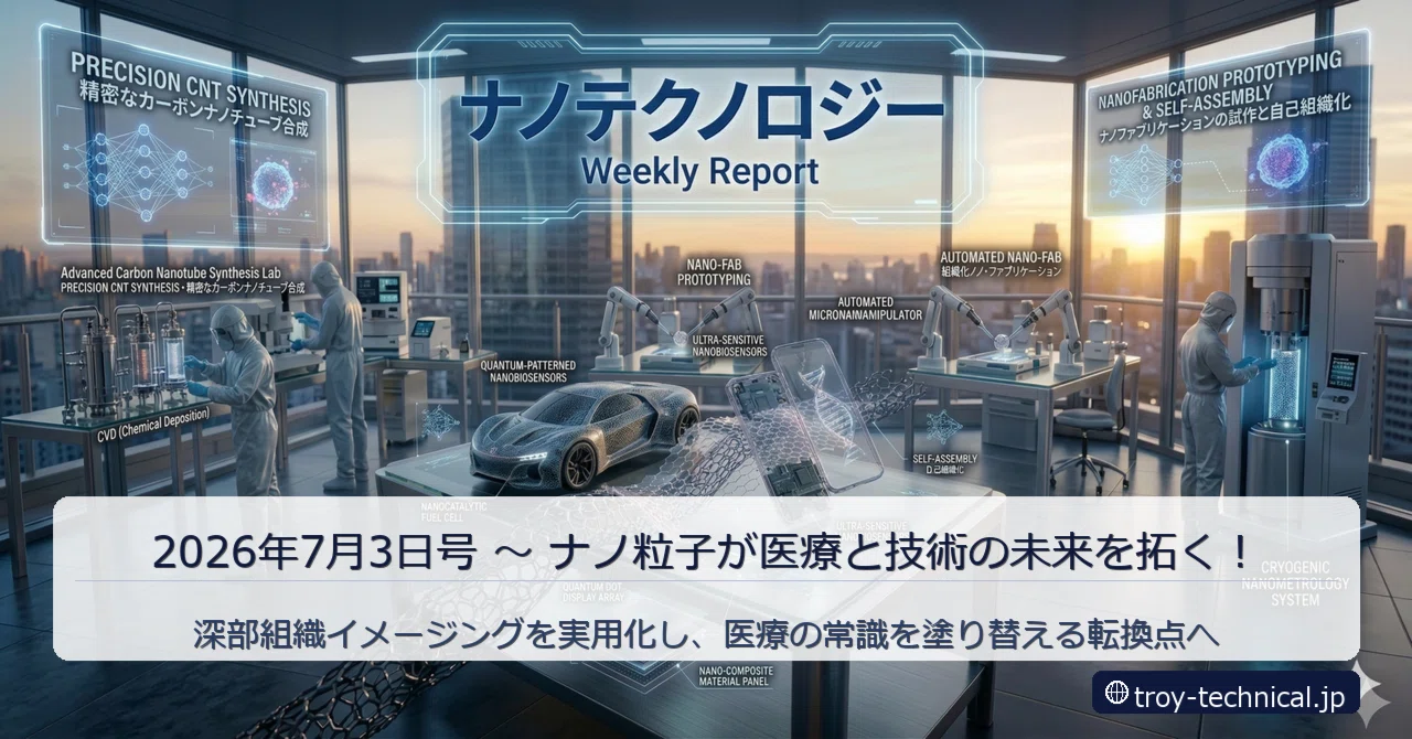 Troy Technical ナノテクノロジー WeeklyReport 2026年7月3日号 〜 ナノ粒子が医療と技術の未来を拓く！｜Troy