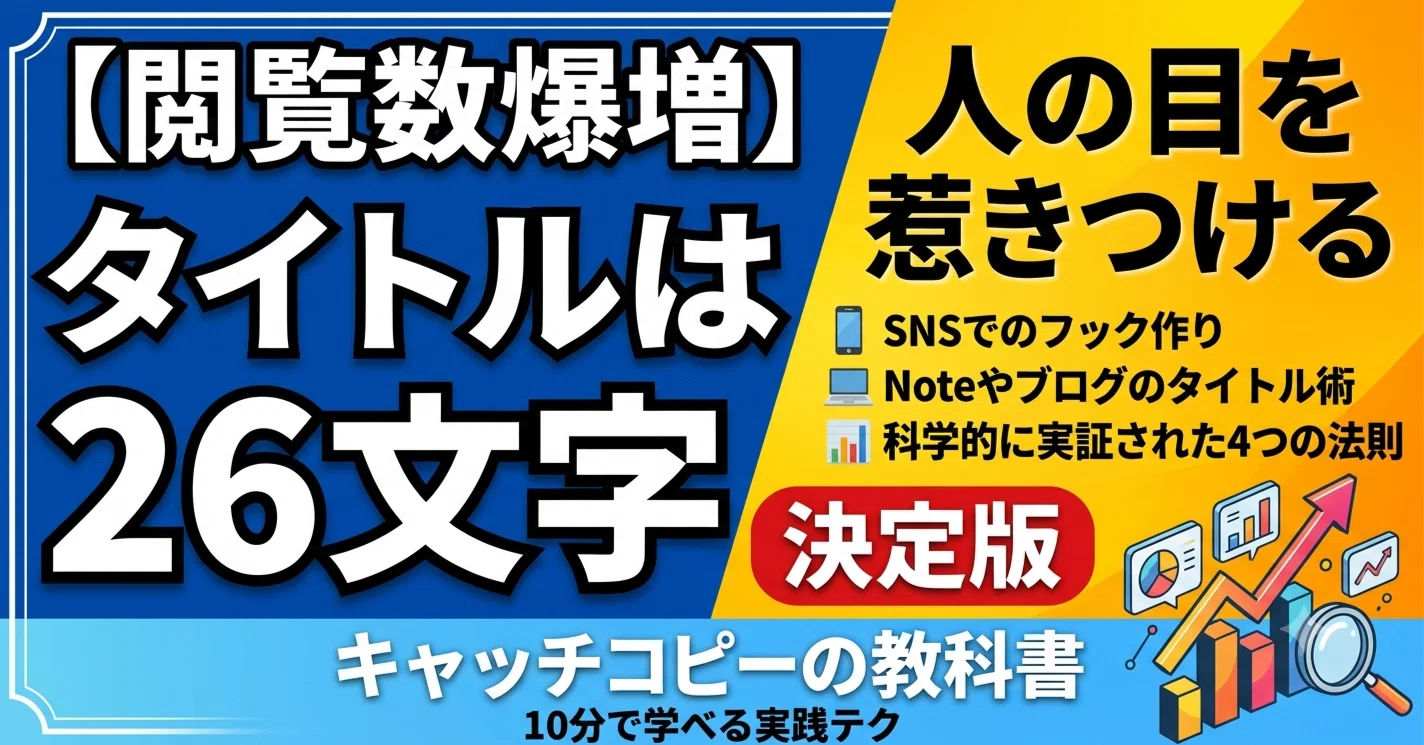 キャッチ・コピー タイトル」は、26文字以内のキャッチコピーにして決める。｜ぷさち