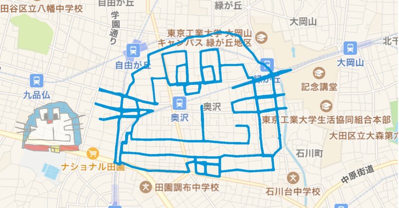 自由が丘でドラえもん 17km 休日ランナー Note
