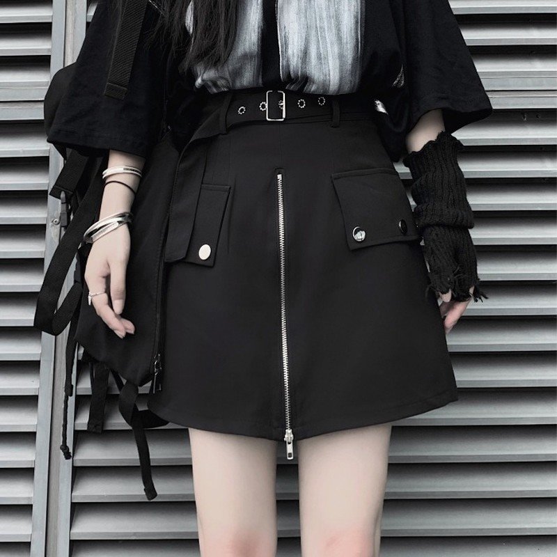 ゴスロリ系 病み可愛いzipアップミニスカ モード系ファッション専門店 With U Note