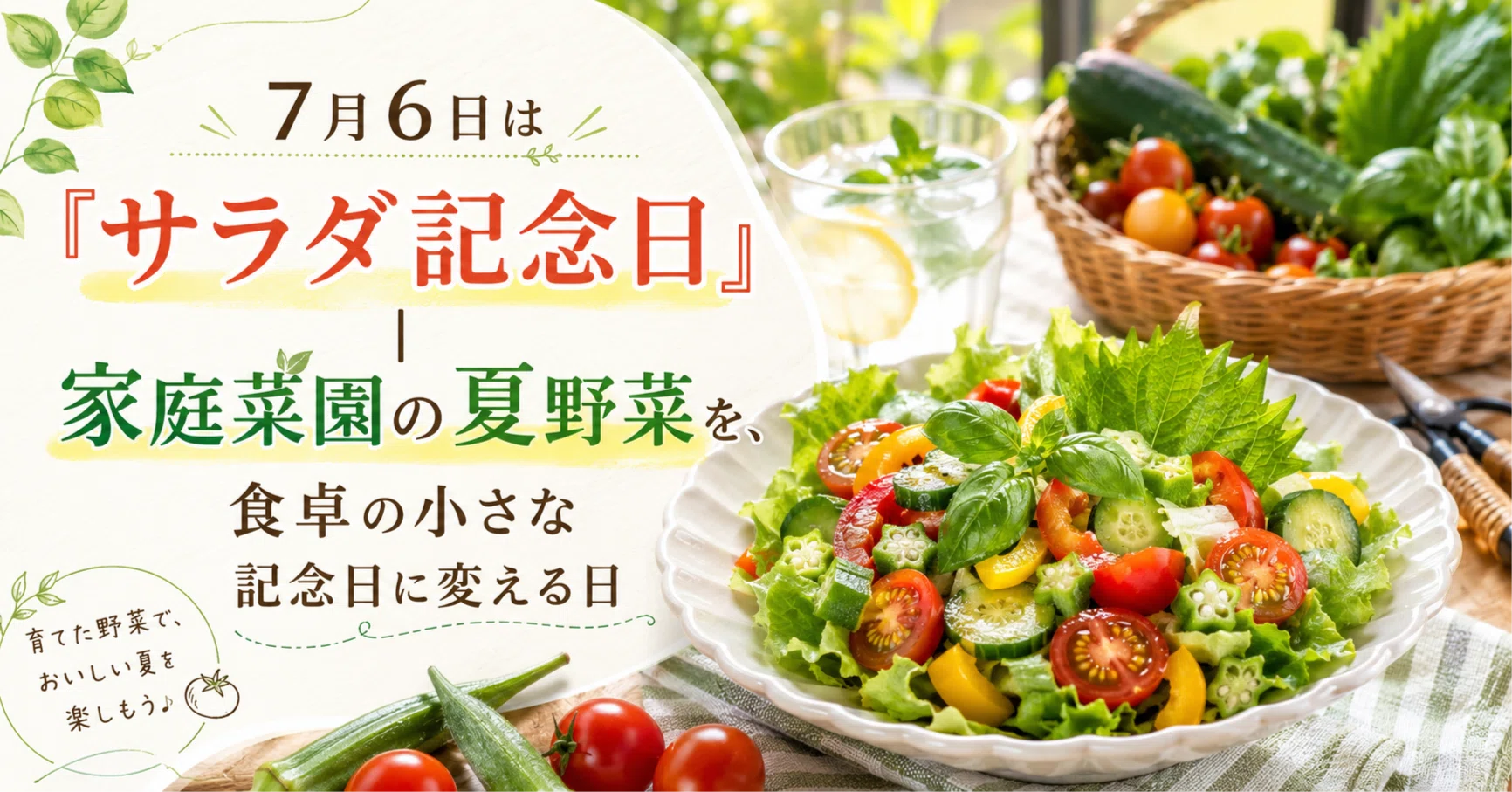 7月6日は「サラダ記念日」｜家庭菜園の夏野菜を、食卓の小さな記念日に