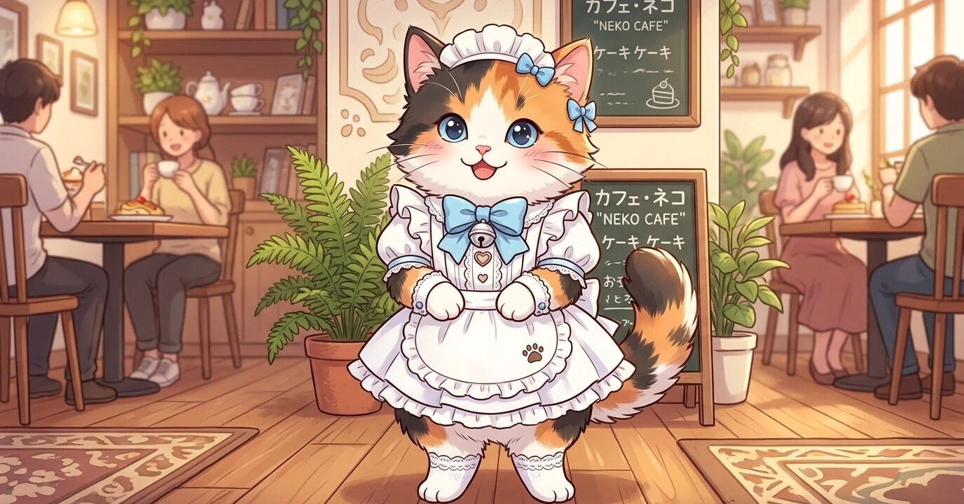 三毛猫のサイズ感｜りんご