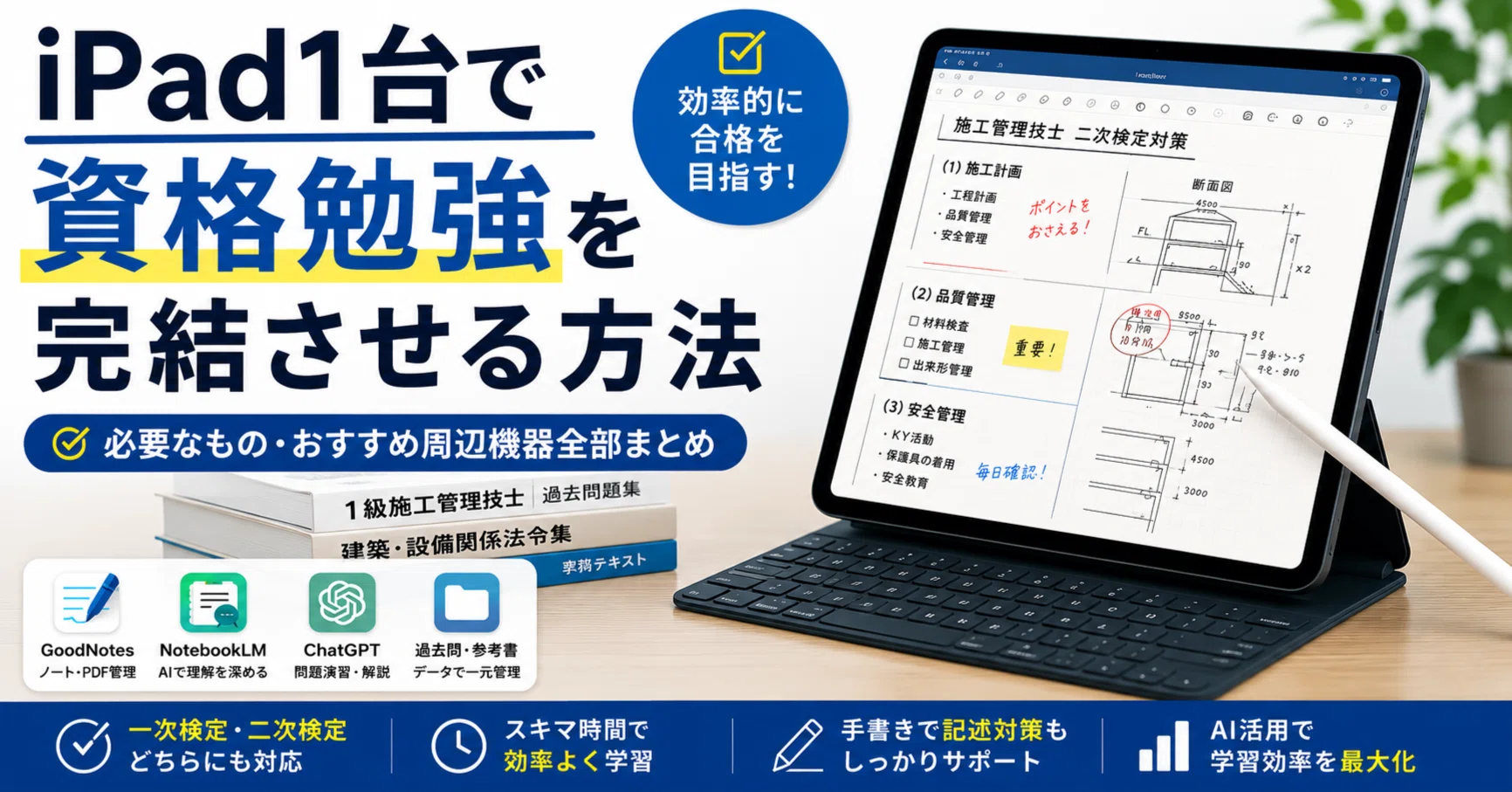 iPad1台で資格勉強を完結させる方法｜NotebookLM・ChatGPT・GoodNotes