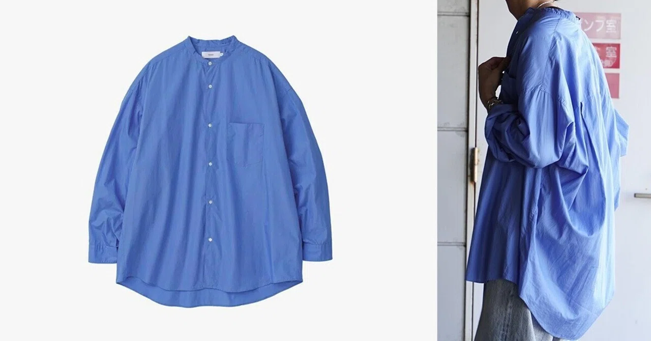 美品 グラフペーパー 20ss ブロード オーバーサイズ バンドカラー シャツ グラフペーパーの人気シャツ「オーバーサイズ バンドカラーシャツ
