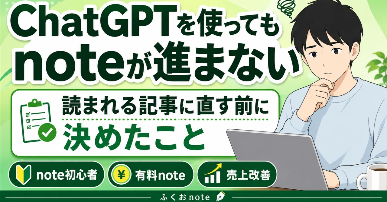 ChatGPTを使ってもnoteが進まなかった私が、読まれる記事に直す前に決めたこと|AIとやってみた・note初心者・有料note・AI活用・売上改善