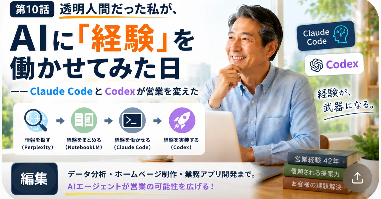 第10話｜透明人間だった私が、AIに「経験」を働かせてみた日――Claude CodeとCodexが営業を変えた