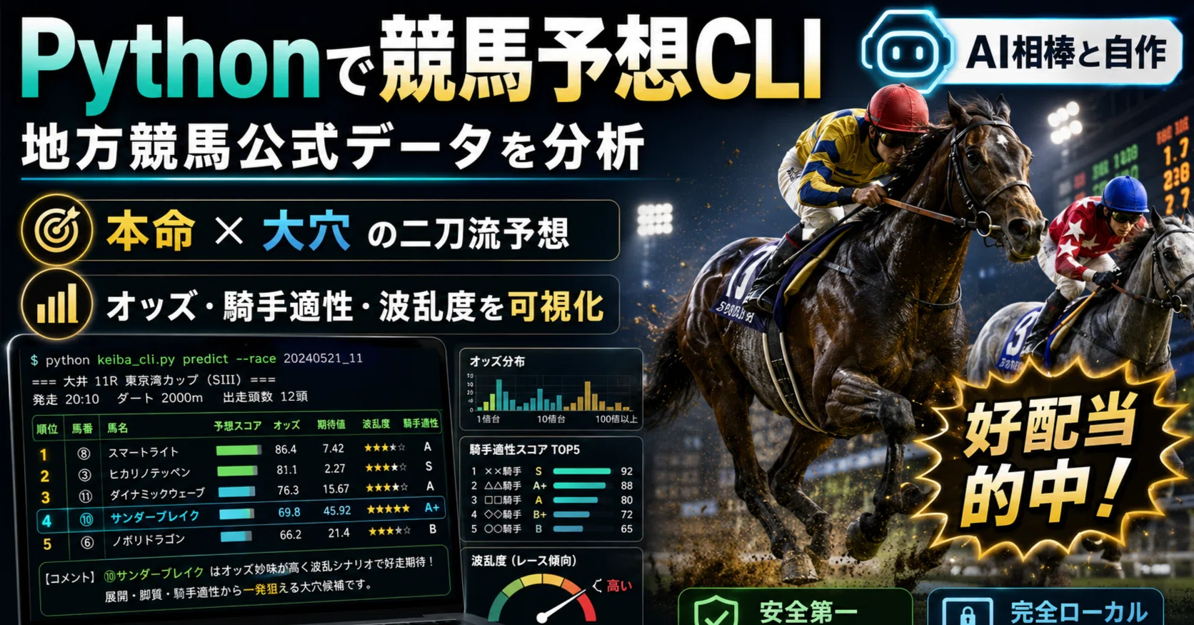 Pythonで競馬予想】地方競馬公式データとオッズ・騎手適性を分析する 