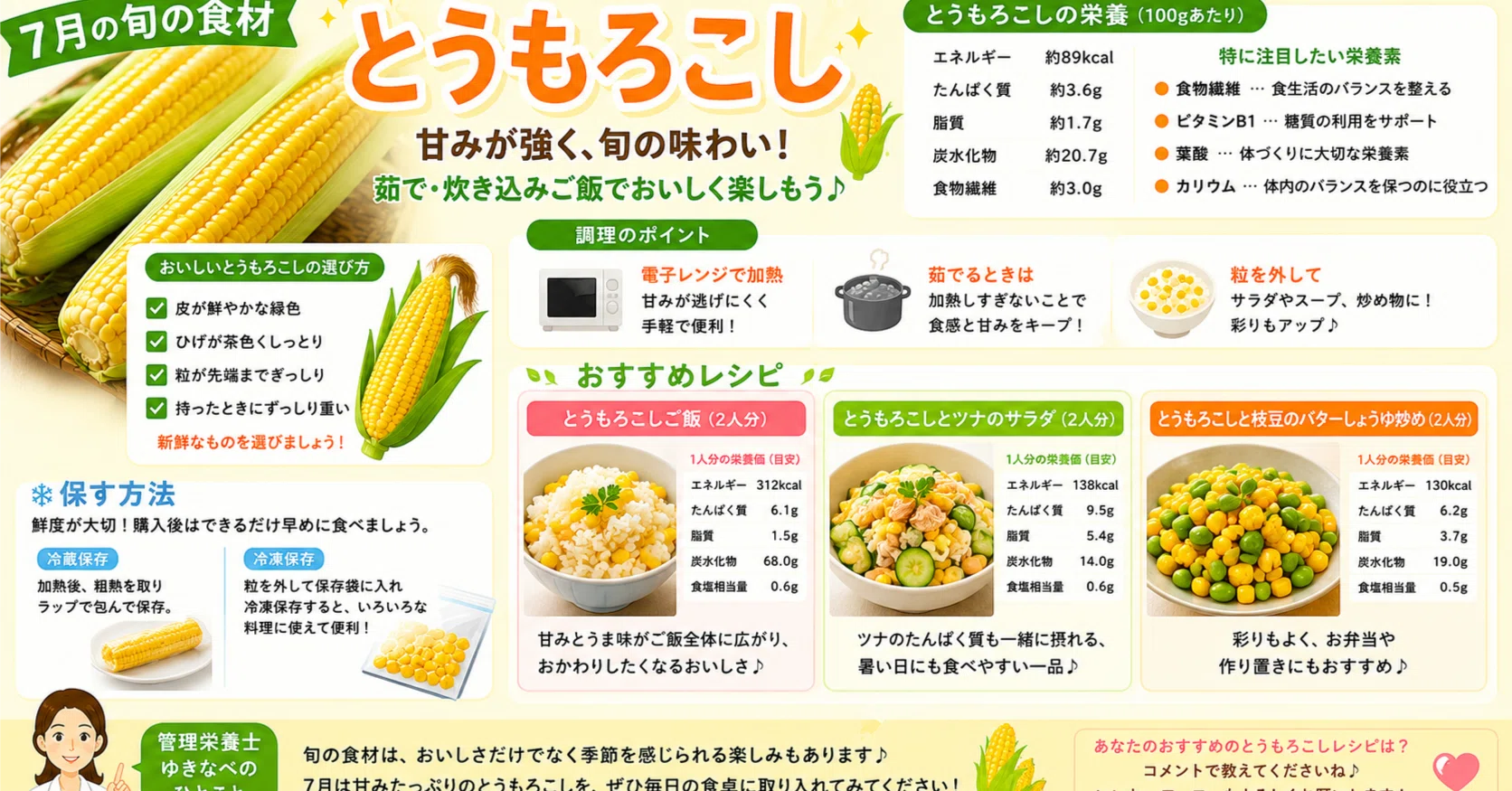 とうもろこし の 栄養 価