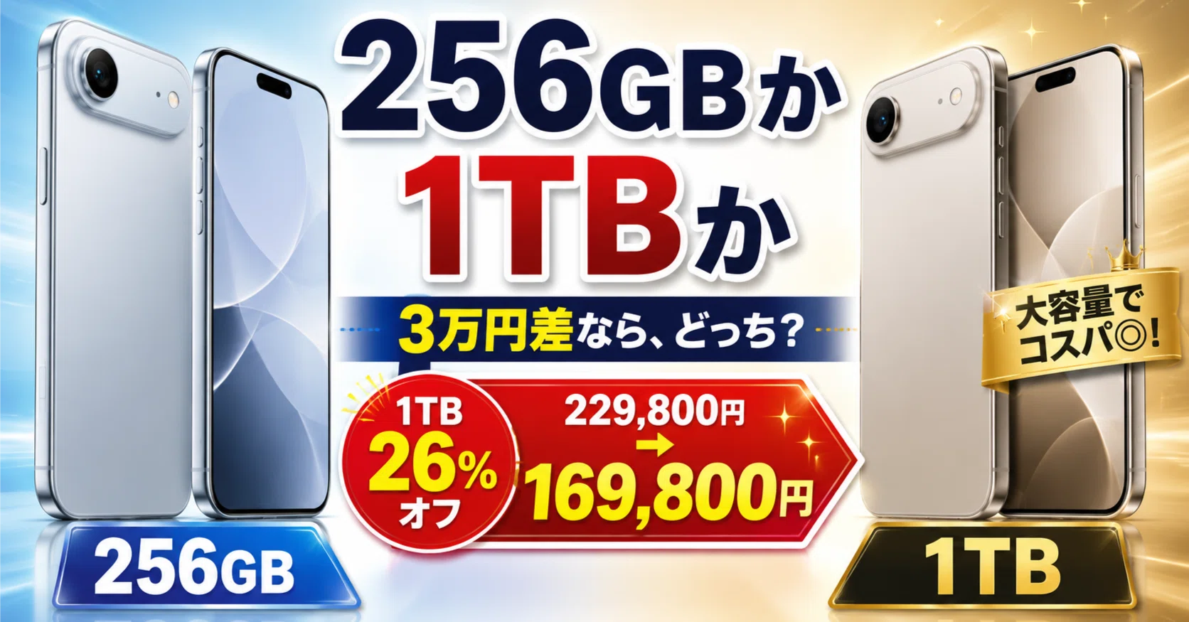 iPhone Air 1TBが26％オフ──256GBと3万円差なら、最上位モデルという