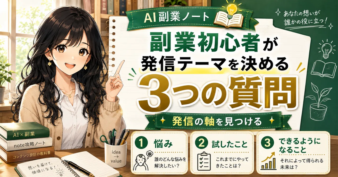 3 Questions for Side Hustle Beginners to Decide on a Content Theme｜AI副業 ...