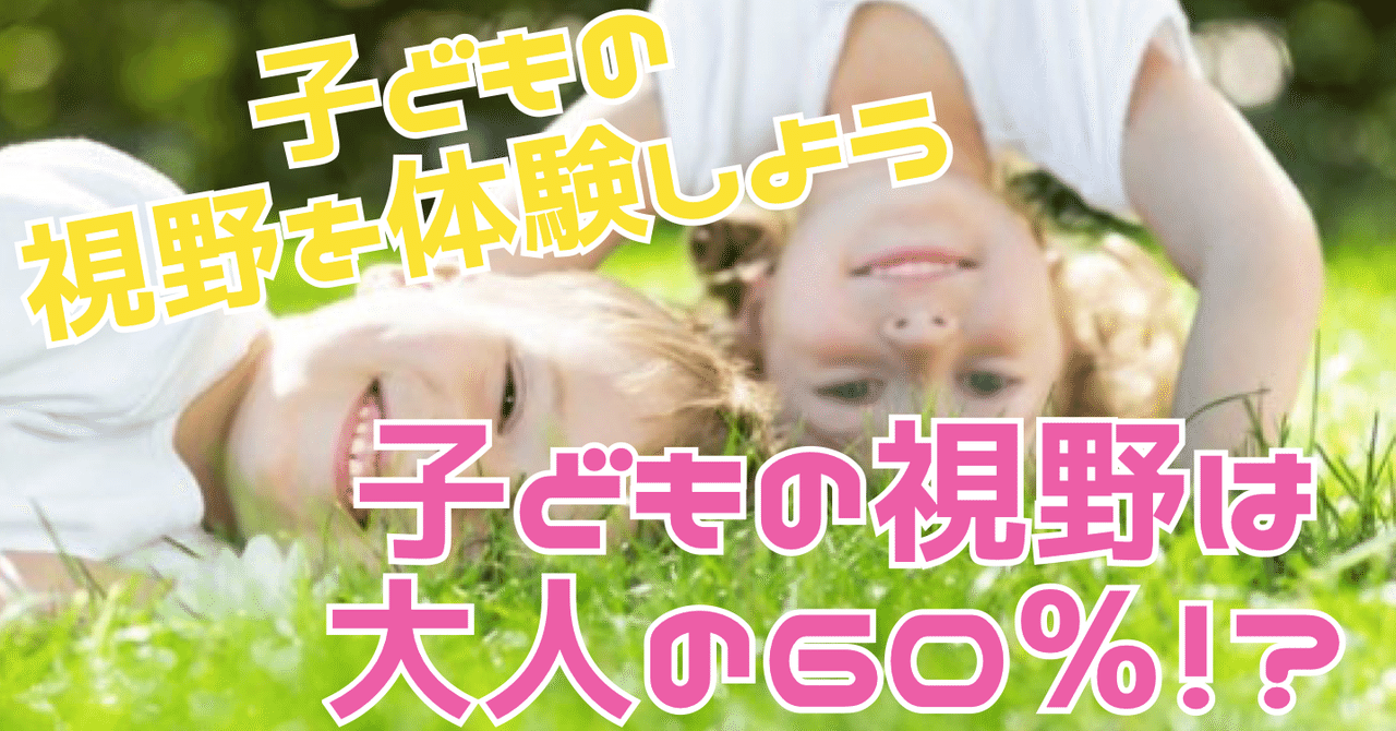 子どもの視野は大人の大人の60 ホサカトモヒロ カラダ遊びの専門家 Note 子どもの視野は大人の大人の60 ホサカトモヒロ カラダ遊びの専門家 Note