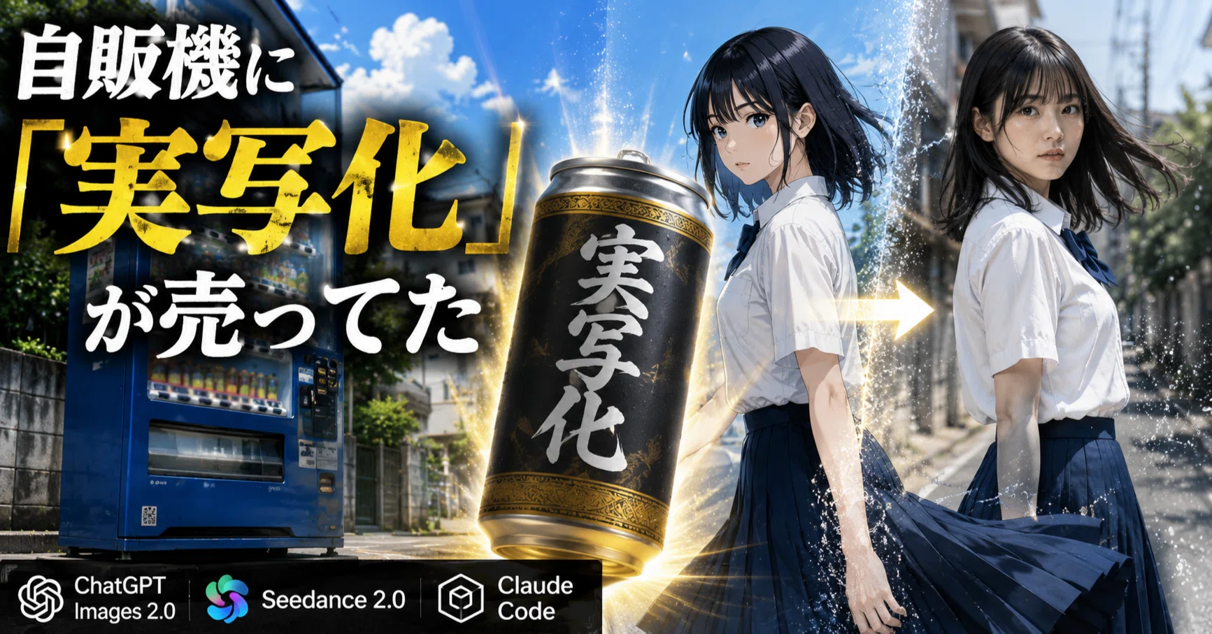 AI動画の作り方】自販機に「実写化」が売ってた編｜（ChatGPT 
