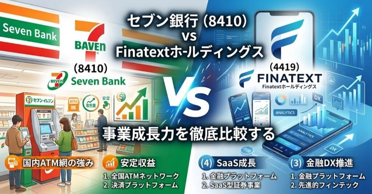 セブン銀行（8410）vs Finatextホールディングス（4419）— 事業成長力