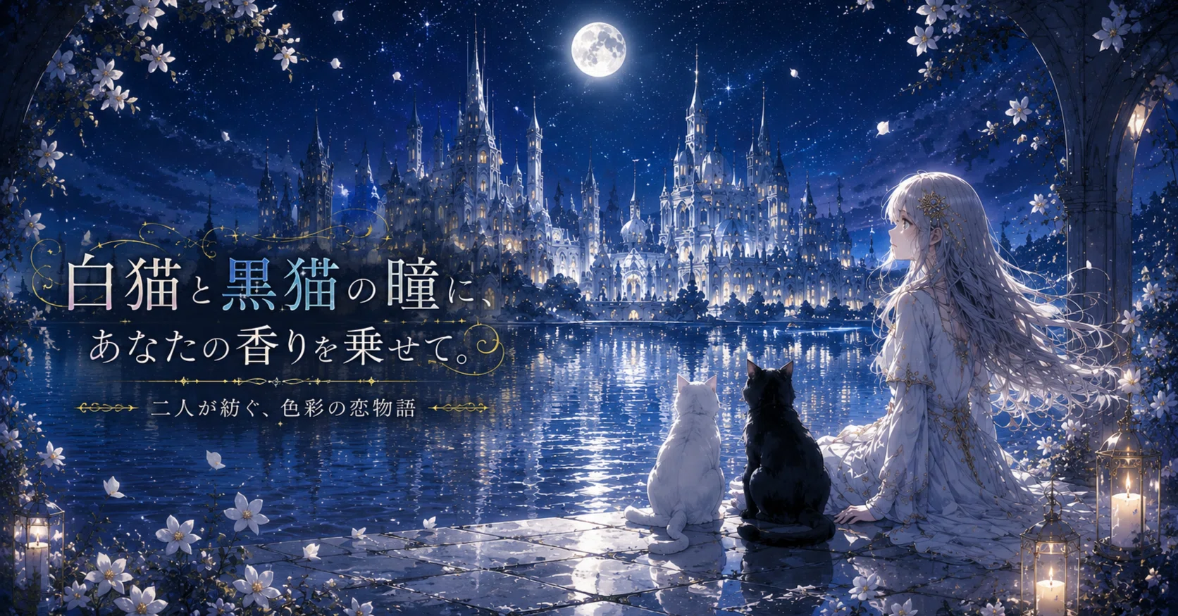 白猫と黒猫シリーズ　冬景色 白猫と黒猫の瞳に、あなたの香りを乗せて。｜コケ丸