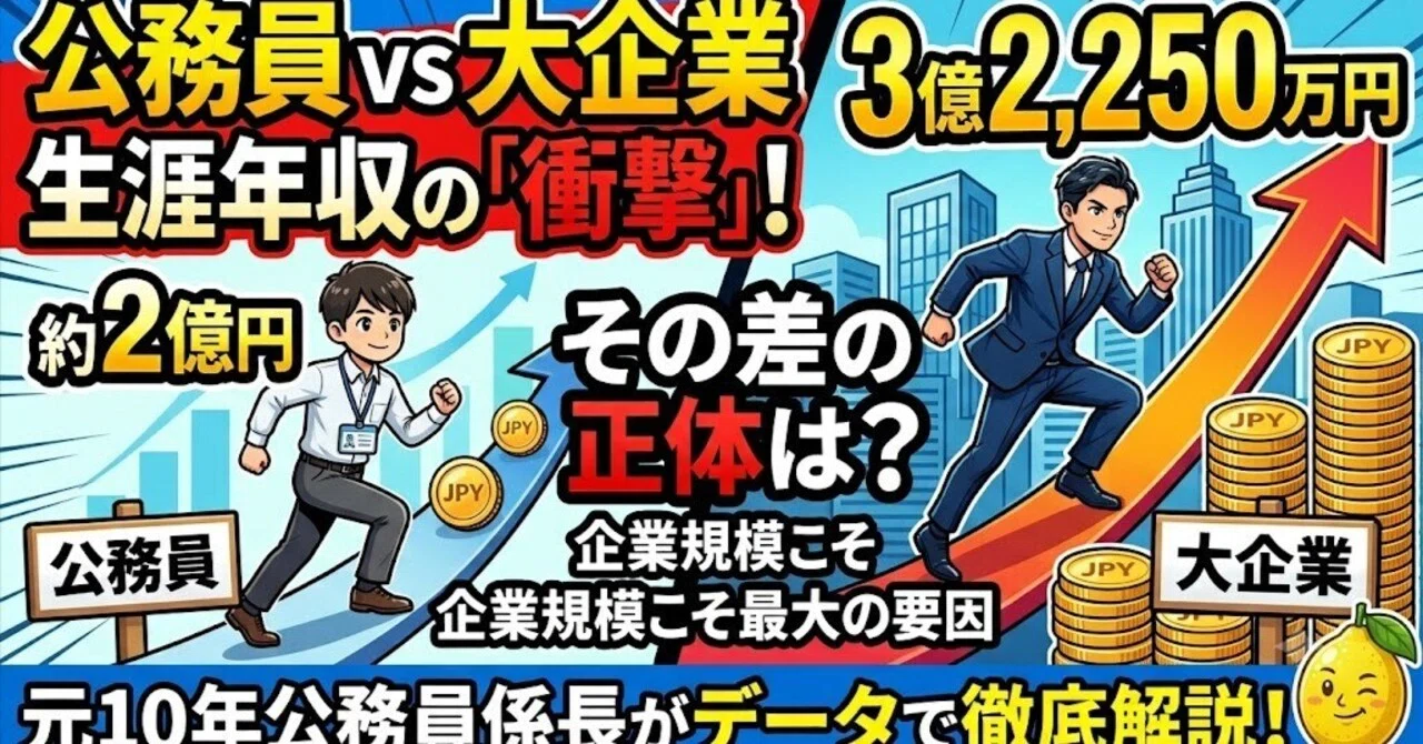 公務員の生涯年収は「約2億円」、大企業の生涯賃金は「3億2,250万円