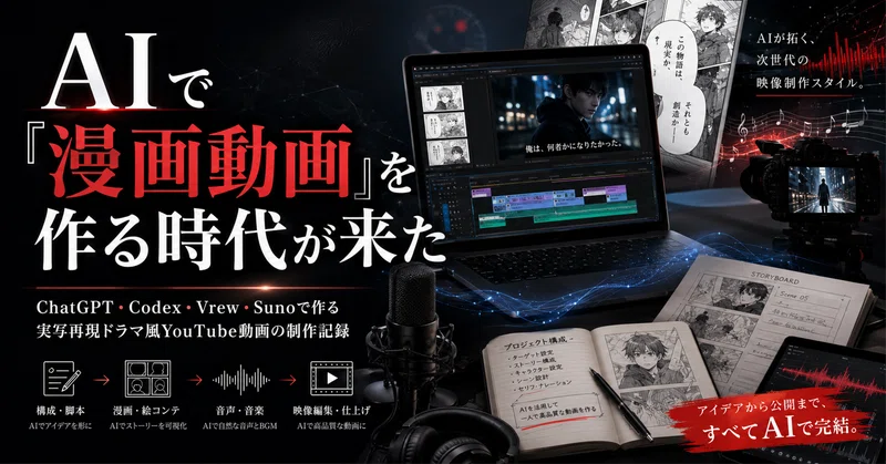 AIで「漫画動画」を作る時代が来た｜ChatGPT・Codex・Vrew・Sunoで作る、実写再現ドラマ風YouTube動画の制作記録