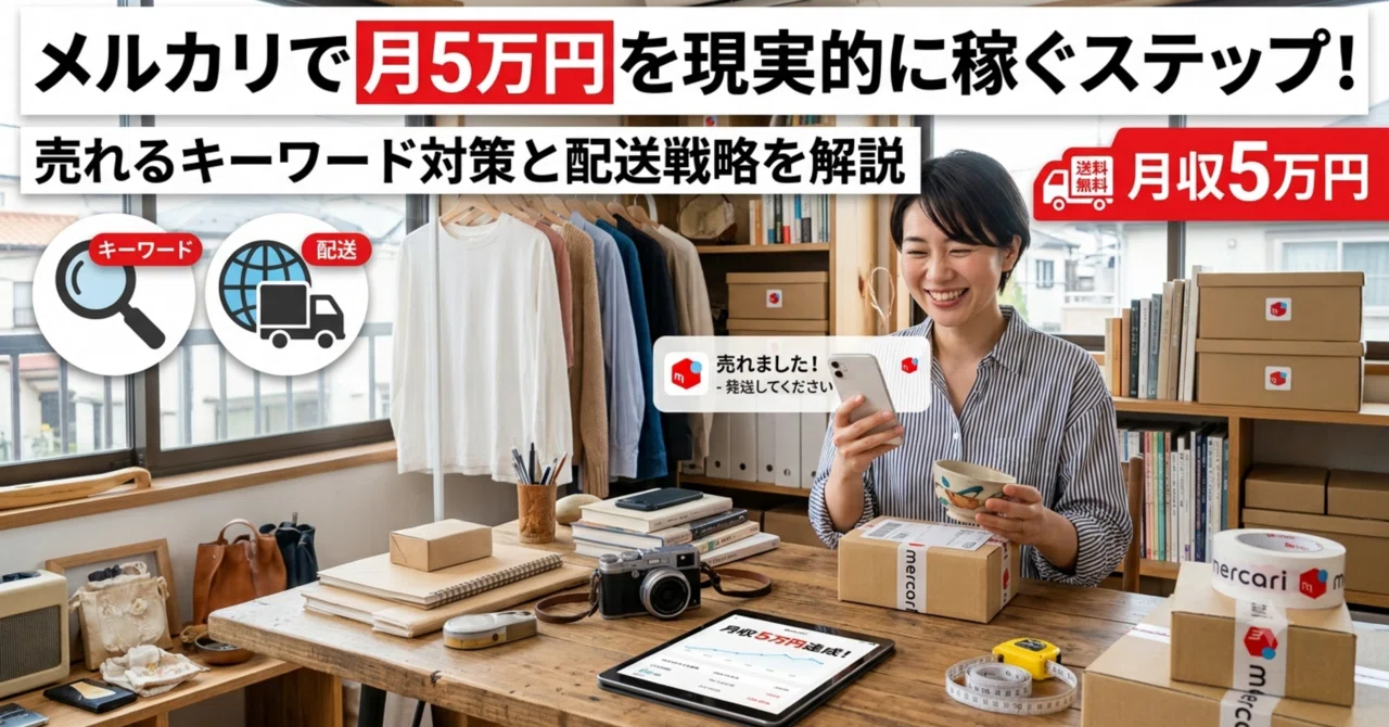 メルカリで月5万円を現実的に稼ぐステップ！売れるキーワード対策と 