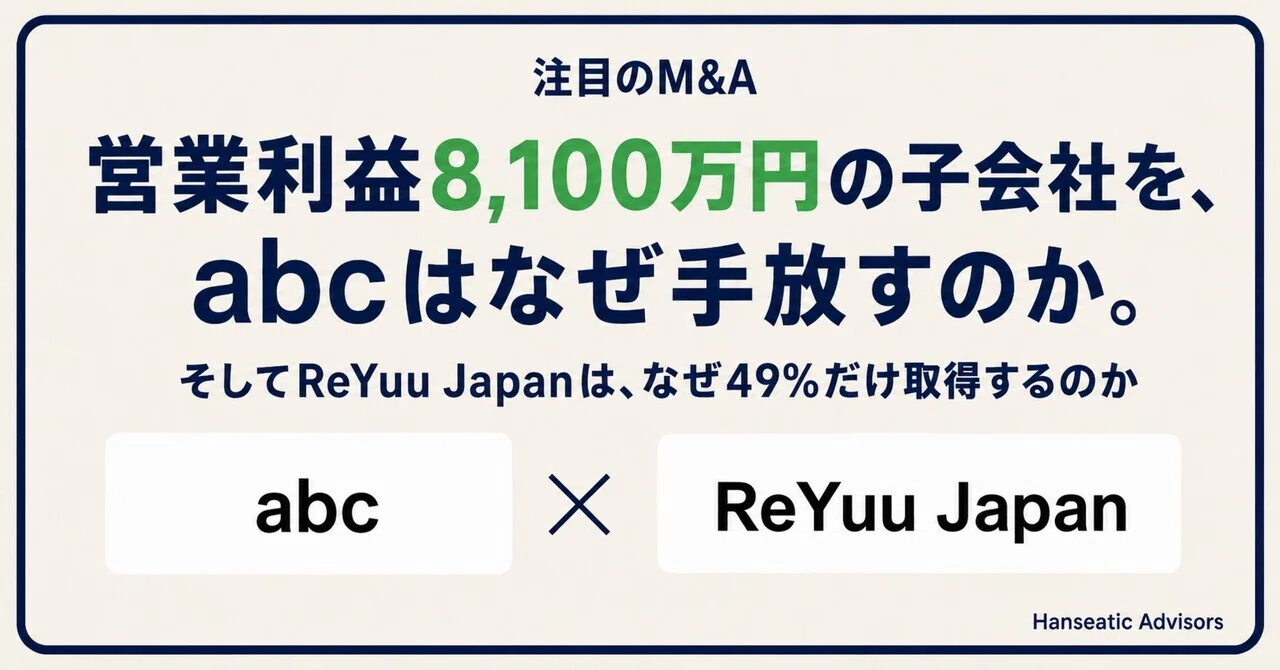 営業利益8,100万円の子会社を、abcはなぜ手放すのか——ReYuu Japanの49