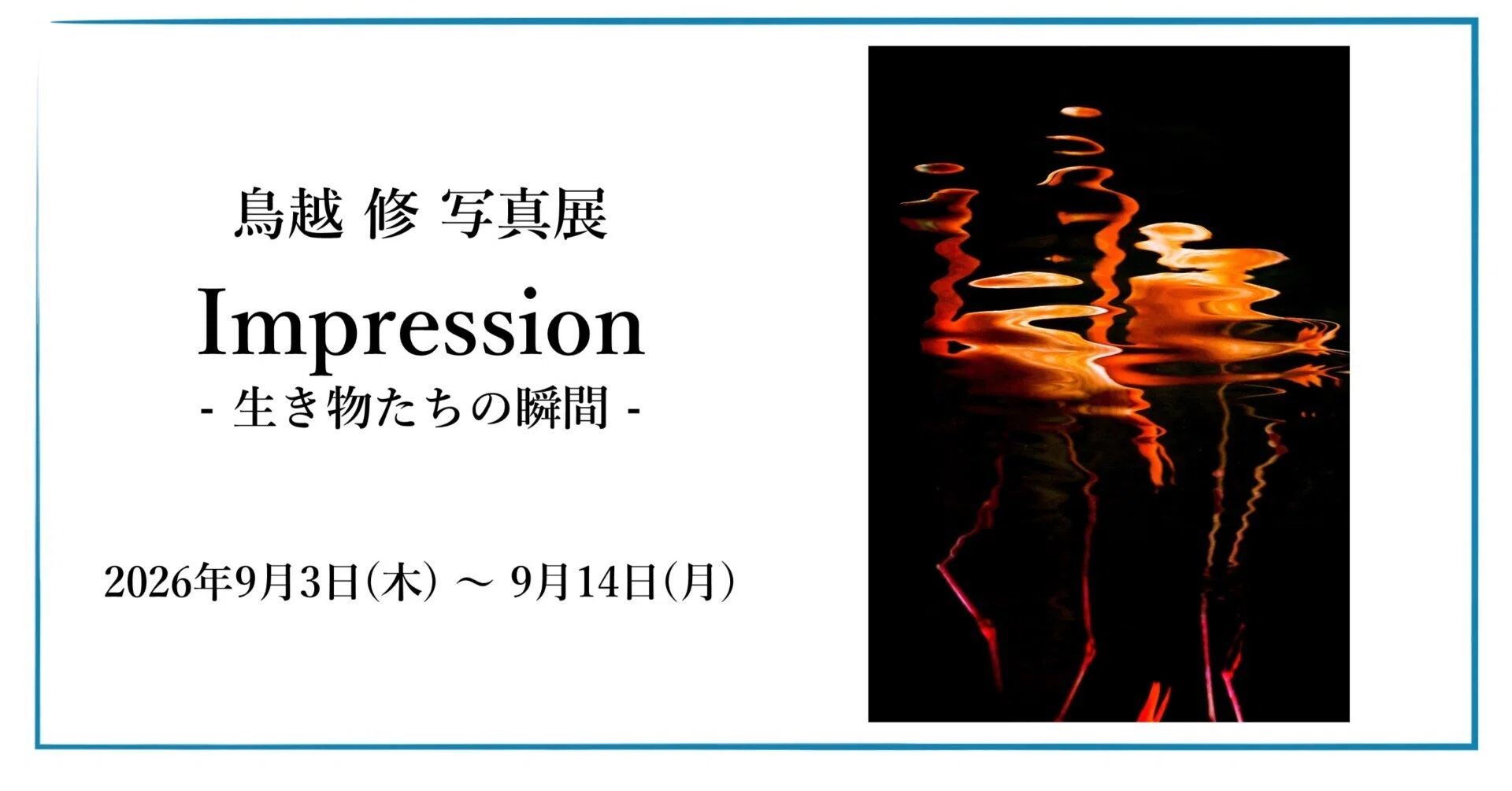 2026年9月3日（木）～ 9月14日（月）鳥越 修 写真展「Impression