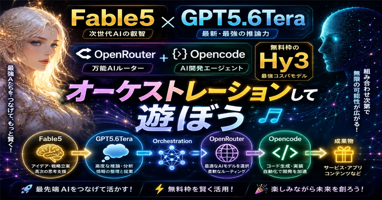 個人開発】Fable5とGPT5.6Tera、それとOpenRouter+Opencode無料枠のHy3