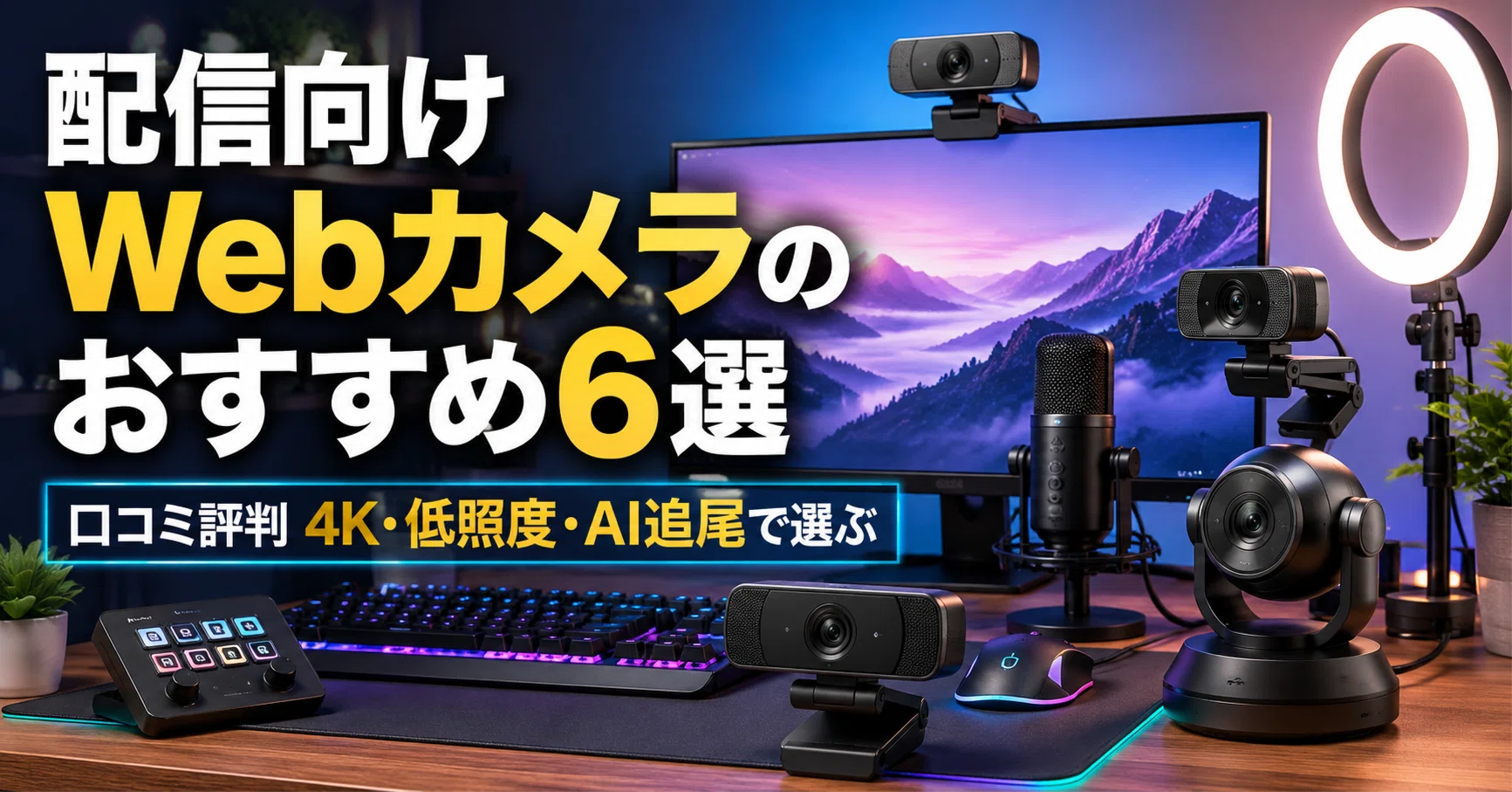 配信向けWebカメラのおすすめ6選 口コミ評判 4K・低照度・AI追尾で選ぶ