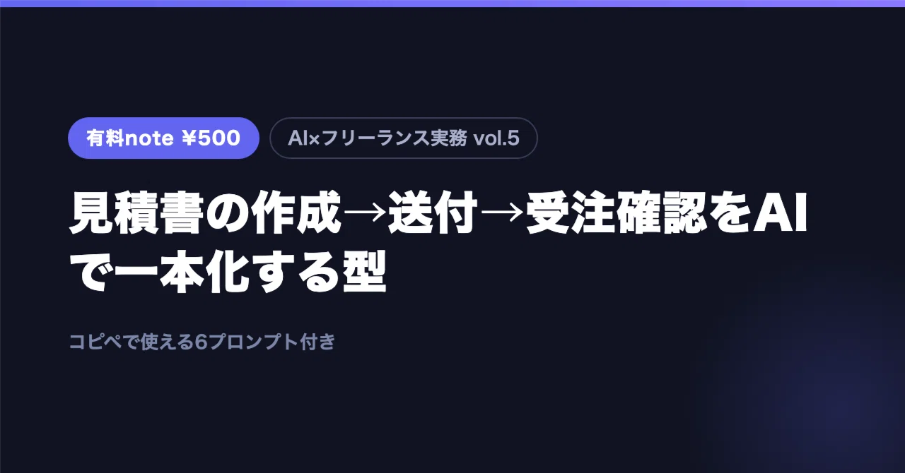 見積書の作成→送付→受注確認をAIで一本化する型【コピペ6プロンプト
