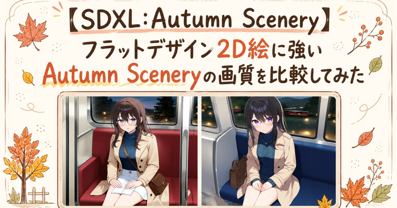 SDXL:Autumn Scenery】フラットデザイン2D絵に強いAutumn Sceneryの