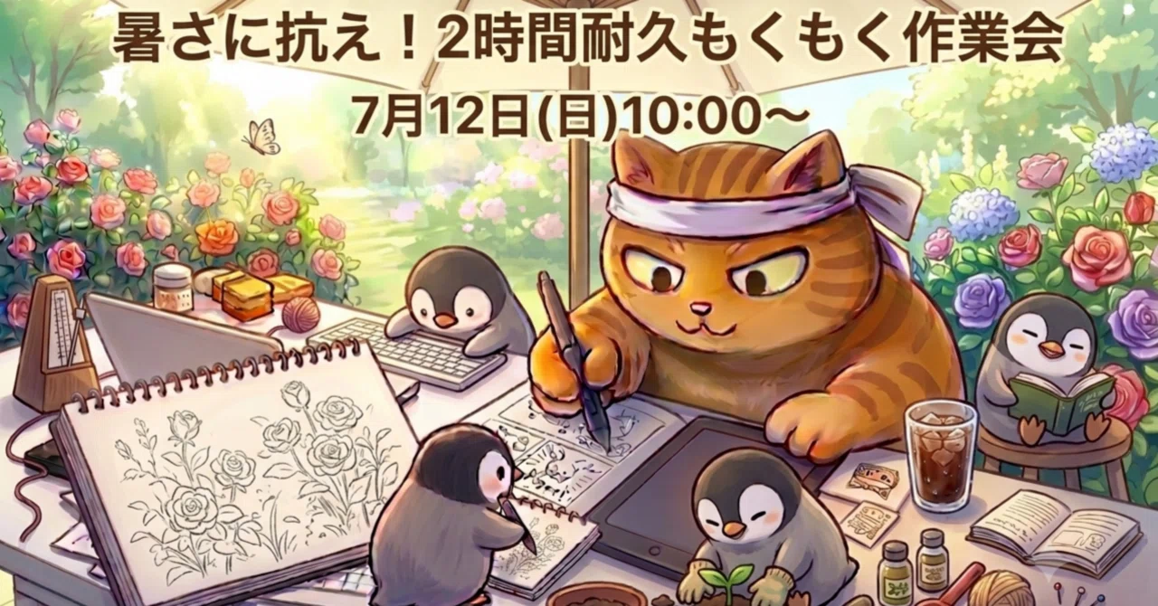 7月12日(日)暑さに負けるな！2時間耐久もくもく作業会のお知らせ｜とりはら