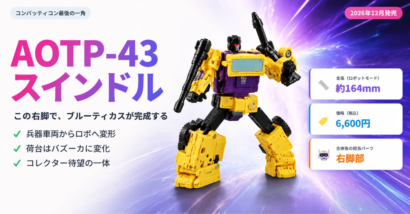 右脚、来たる】トランスフォーマー『AOTP-43 スインドル』でブルー