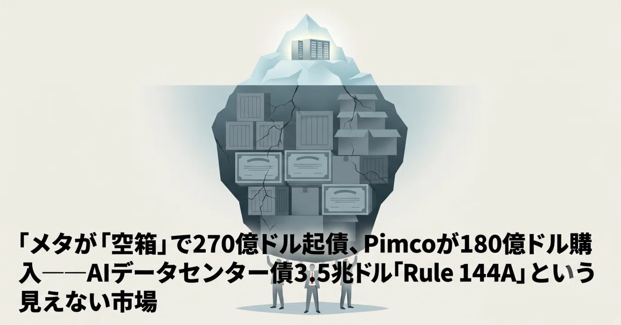 メタが「空箱」で270億ドル起債、Pimcoが180億ドル購入——AIデータセンター債3.5兆ドル「Rule 144A」という見えない市場｜川崎 裕一 / マネタイズおじさん