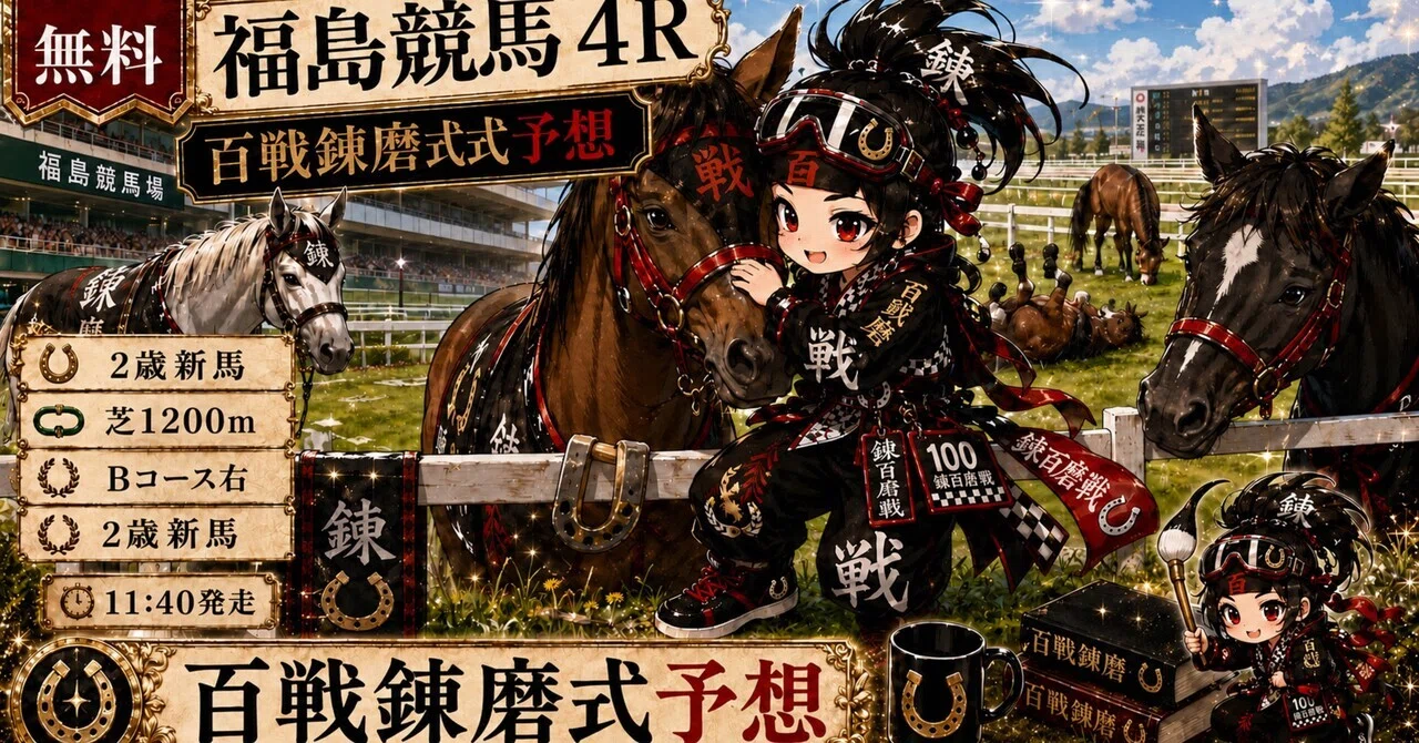 無料]福島競馬4R｜2歳新馬｜百戦錬磨式予想 🐎🔥2歳新馬｜芝1200m・B