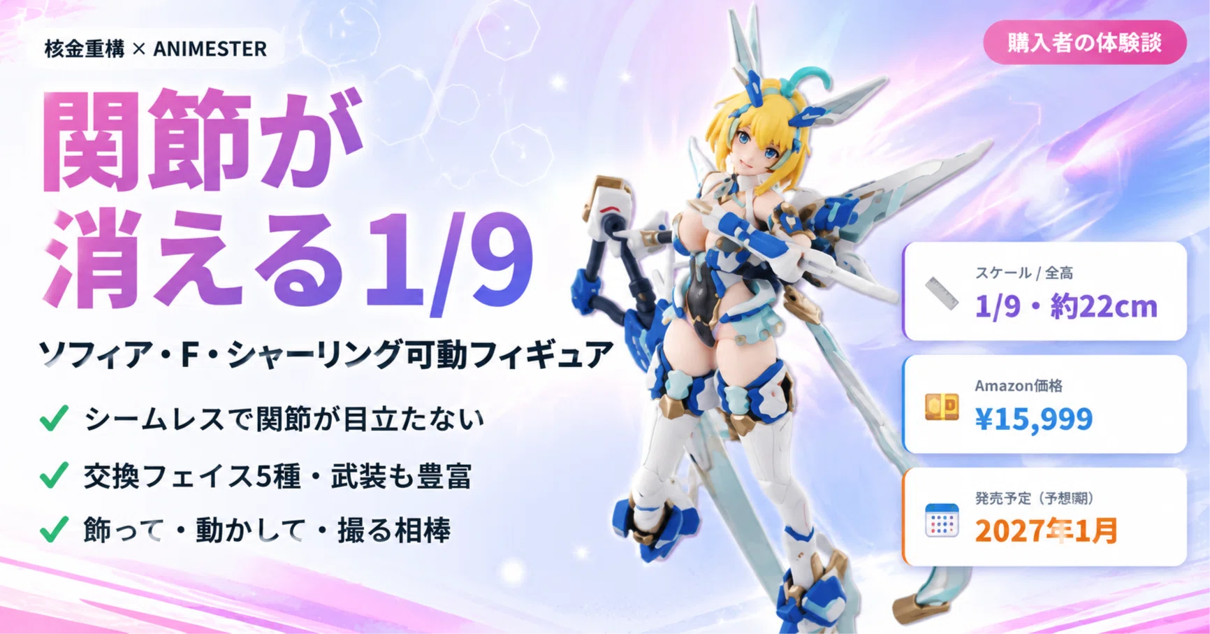 関節が消える!? 核金重構「ソフィア・F・シャーリング」1/9可動