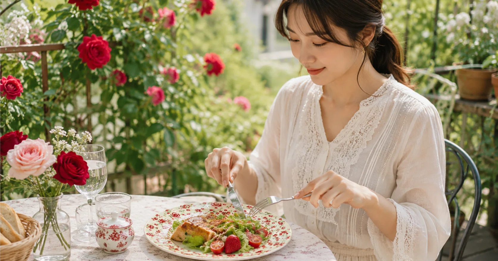 赤いバラが咲きこぼれる、華やかなプレートM 🌹｜PAYSAGE - お気に入り